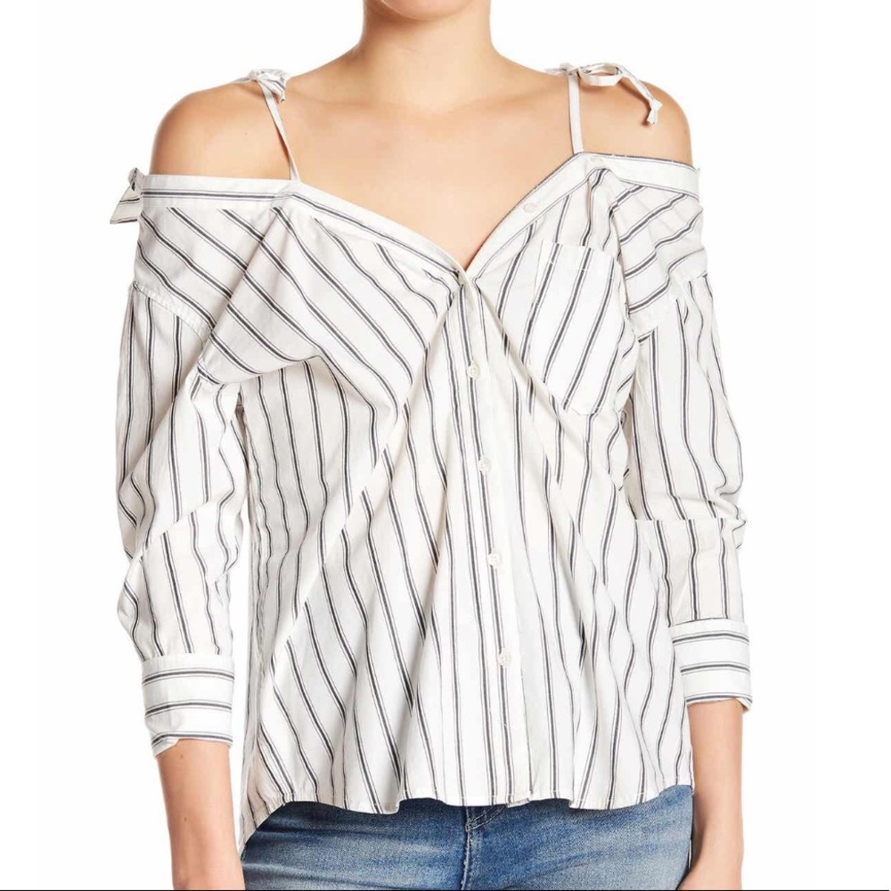 Joie Alvina Striped Cold Shoulder Top